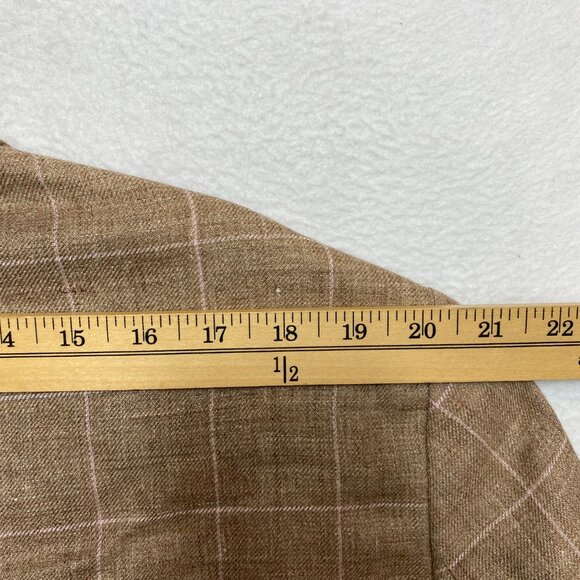 Lauren Ralph Lauren Linen Blazer Mens 44R Tan Purple Plaid Sport Coat Jacket - Picture 10 of 13